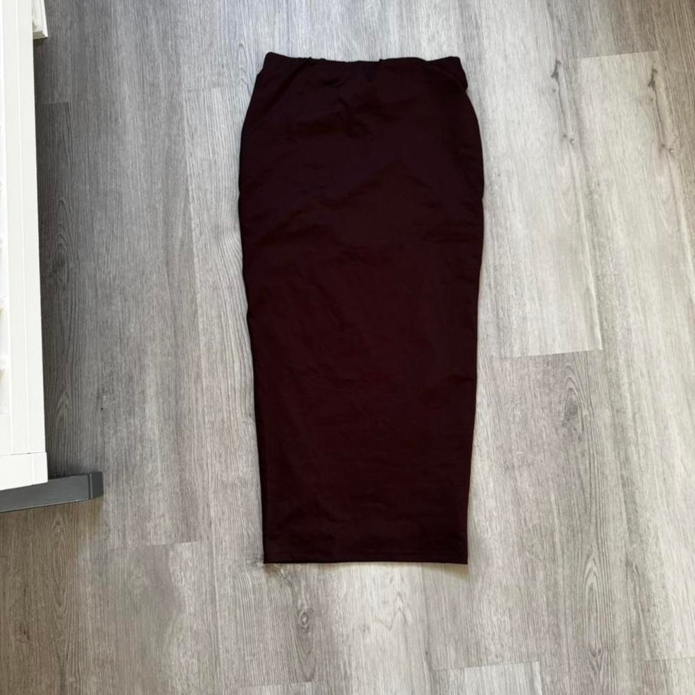 Fashion Nova Burgundy Bodycon Midi Skirt